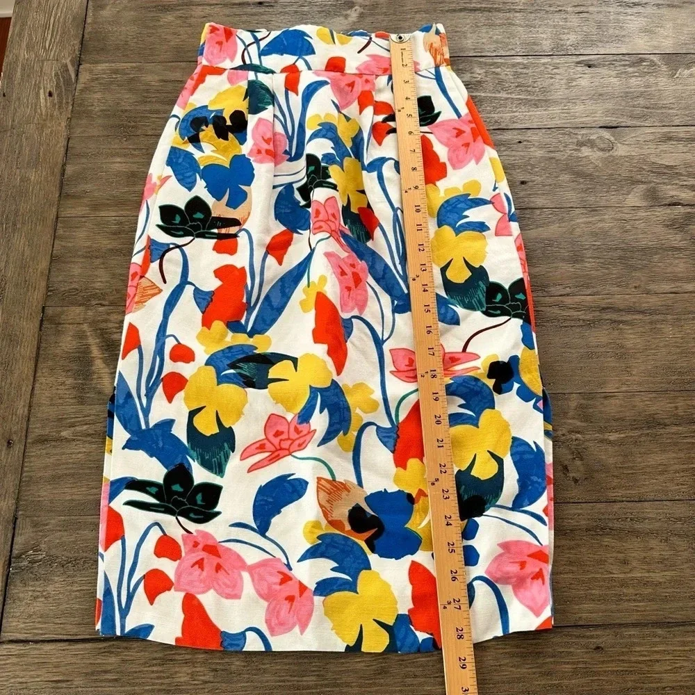 J crew size 0 Linen Blend Morning Floral‎ Midi Skirt Lined Spring Easter F2864